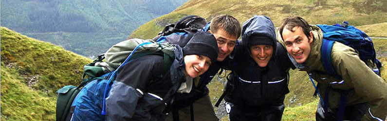 Charity 3 Peaks Challenge team ascending Ben Nevis via the 'Tourist route'